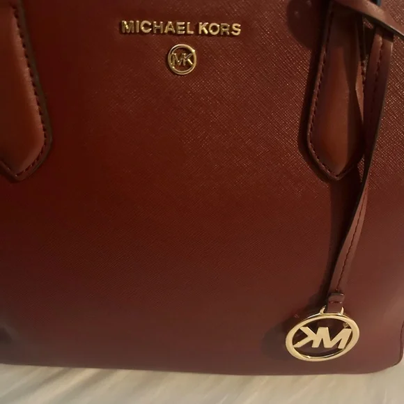 AUTHENTIC Michael Kors orange-reddish in color tote Bag. - Picture 6 of 15